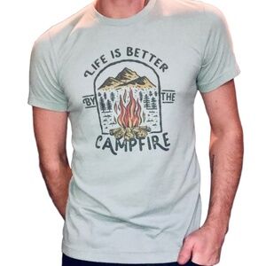 Canvas By BellaCanvas Mens Pale Green Short Sleeve Graphic Print Casual T-shirt